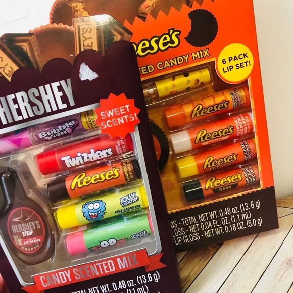 Gift Set Reese's Hershey's Candy Scented Mix Lip Balms & Lip Gloss - Picture 3 of 4